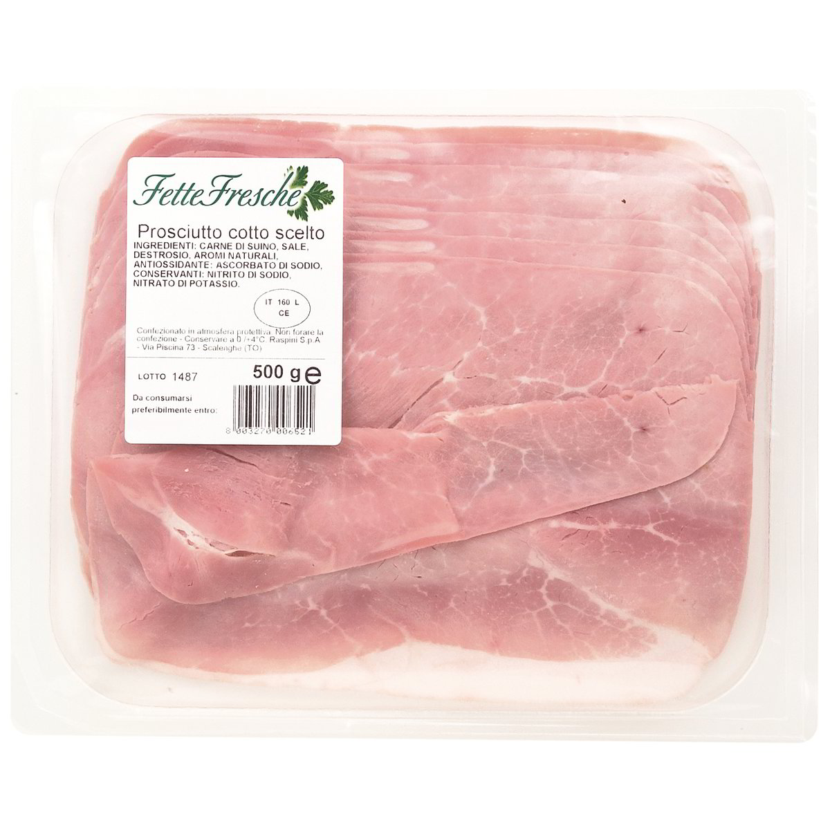 PROSCIUTTO COTTO A FETTE GR 500 RASPINI (BUSTA) in dettaglio